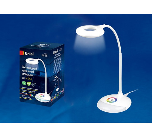 Настольная лампа (UL-00001496) Uniel TLD-535 White/LED/250Lm/5500K/Dimmer