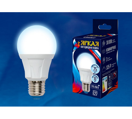 Лампа светодиодная (UL-00002004) Uniel E27 10W 6500K матовая LED-A60 10W/DW/E27/FR PLP01WH Лампа светодиодная (UL-00002004) Uniel E27 10W 6500K матовая LED-A60 10W/DW/E27/FR PLP01WH
