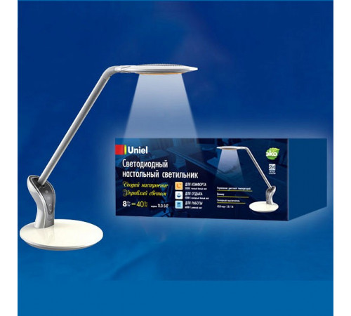 Настольная лампа (UL-00002342) Uniel TLD-547 White/LED/400Lm/3300-6000K/Dimmer