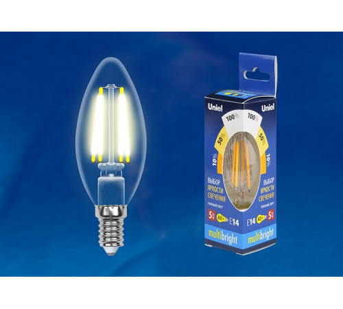 Лампа светодиодная филаментная Uniel E14 5W 3000K прозрачная LED-C35-5W/WW/E14/CL/MB GLM10TR UL-00002367 Лампа светодиодная филаментная Uniel E14 5W 3000K прозрачная LED-C35-5W/WW/E14/CL/MB GLM10TR UL-00002367