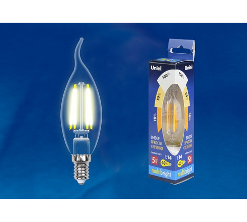 Лампа светодиодная филаментная Uniel E14 5W 3000K прозрачная LED-CW35-5W/WW/E14/CL/MB GLM10TR UL-00002368 Лампа светодиодная филаментная Uniel E14 5W 3000K прозрачная LED-CW35-5W/WW/E14/CL/MB GLM10TR UL-00002368