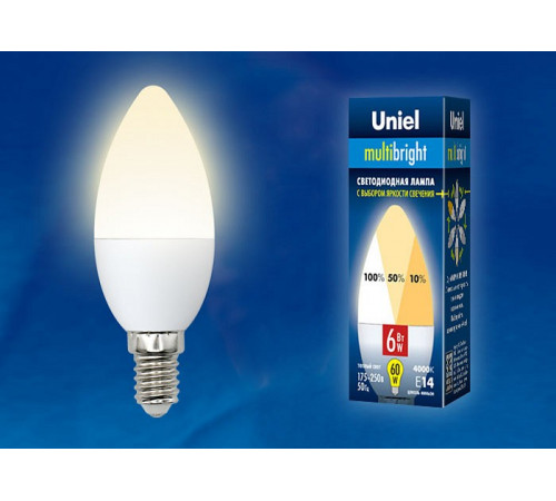 Лампа светодиодная (UL-00002373) Uniel E14 6W 3000K матовая LED-C37-6W/WW/E14/FR/MB PLM11WH Лампа светодиодная (UL-00002373) Uniel E14 6W 3000K матовая LED-C37-6W/WW/E14/FR/MB PLM11WH