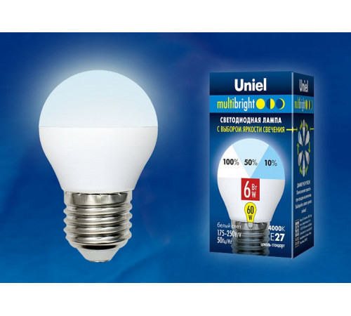 Лампа светодиодная (UL-00002378) Uniel E27 6W 4000K матовая LED-G45-6W/NW/E27/FR/MB PLM11WH Лампа светодиодная (UL-00002378) Uniel E27 6W 4000K матовая LED-G45-6W/NW/E27/FR/MB PLM11WH