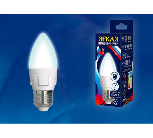 Лампа светодиодная (UL-00002412) Uniel E27 7W 4000K матовая LED-C37 7W/NW/E27/FR PLP01WH