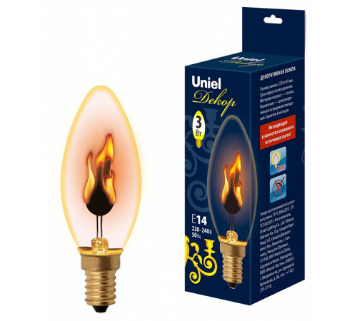 Лампа декоративная (UL-00002981) Uniel E14 3W золотистая IL-N-C35-3/RED-FLAME/E14/CL Лампа декоративная (UL-00002981) Uniel E14 3W золотистая IL-N-C35-3/RED-FLAME/E14/CL