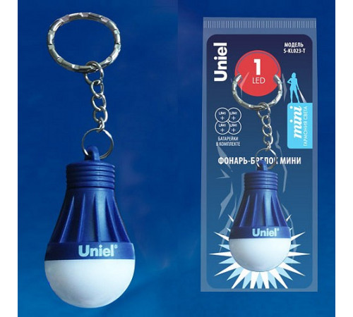 Фонарь-брелок светодиодный «Uniel» (UL-00004093) Uniel Standard Mini от батареек 55х30 S-KL023-T Blue
