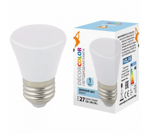 Лампа светодиодная Volpe Decor color LED-D45-1W/6000K/E27/FR/С BELL UL-00005804 Лампа светодиодная Volpe Decor color LED-D45-1W/6000K/E27/FR/С BELL UL-00005804