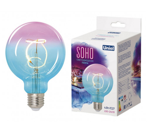 Лампа светодиодная филаментная (UL-00005892) Uniel E27 4W 2250K синяя LED-SF01-4W/Soho/E27/CW BLue/Wine GLS77TR Лампа светодиодная филаментная (UL-00005892) Uniel E27 4W 2250K синяя LED-SF01-4W/Soho/E27/CW BLue/Wine GLS77TR