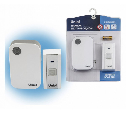 Звонок беспроводной (UL-00006432) Uniel UDB-013W-R1T1-36S-100M-WH Звонок беспроводной (UL-00006432) Uniel UDB-013W-R1T1-36S-100M-WH