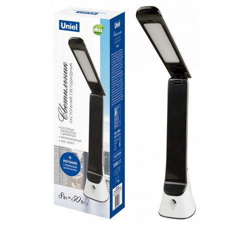 Настольная лампа Uniel (UL-00006474) TLD-564 White-Black/LED/500Lm/3000-6000K/Dimmer/NightLight Настольная лампа Uniel (UL-00006474) TLD-564 White-Black/LED/500Lm/3000-6000K/Dimmer/NightLight