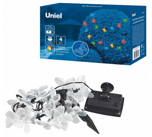 Гирлянда на солнечных батареях (UL-00006557) Uniel Бабочки USL-S-129/PT4000 Butterflies