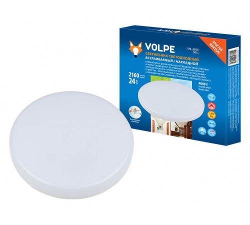 Встраиваемый светодиодный светильник Volpe ULM-Q250 24W/4000K White UL-00006757 Встраиваемый светодиодный светильник Volpe ULM-Q250 24W/4000K White UL-00006757