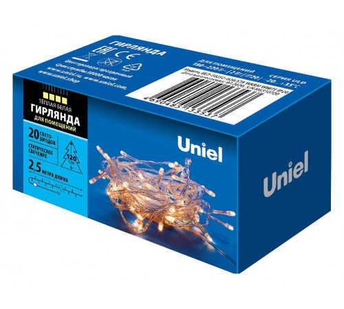 Светодиодная гирлянда Uniel (UL-00007191) теплый белый ULD-S0250-020/STA Warm White IP20 Светодиодная гирлянда Uniel (UL-00007191) теплый белый ULD-S0250-020/STA Warm White IP20