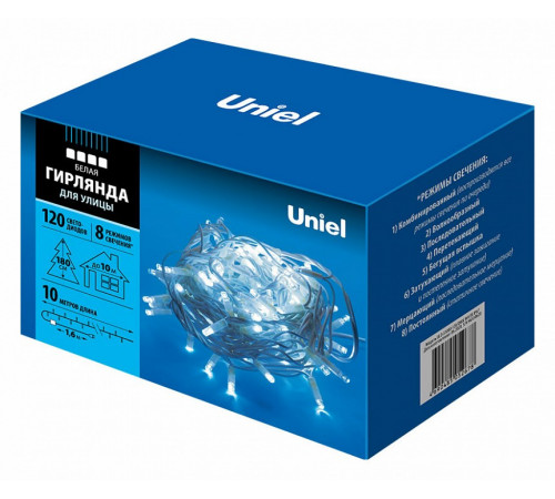 Уличная светодиодная гирлянда (UL-00007841) Uniel 220V теплый белый ULD-S1000-120/DWA Warm White IP67 Уличная светодиодная гирлянда (UL-00007841) Uniel 220V теплый белый ULD-S1000-120/DWA Warm White IP67