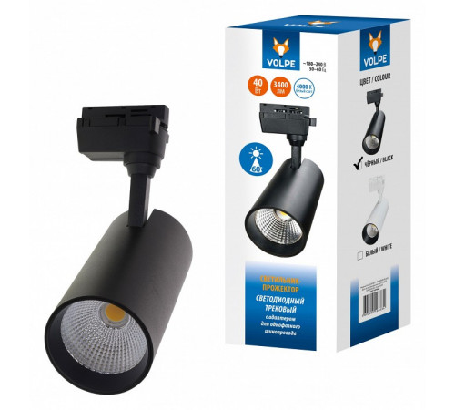 Трековый светильник Volpe ULB-Q277 40W/4000К BLACK UL-00008059 Трековый светильник Volpe ULB-Q277 40W/4000К BLACK UL-00008059