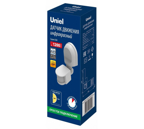 Датчик движения ИК Uniel USN-R21 1200W/180R White UL-00009211 Датчик движения ИК Uniel USN-R21 1200W/180R White UL-00009211