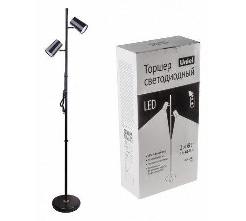 Торшер Uniel ULM-T600 2х6W/4500K/DIM BLACK UL-00010174 Торшер Uniel ULM-T600 2х6W/4500K/DIM BLACK UL-00010174