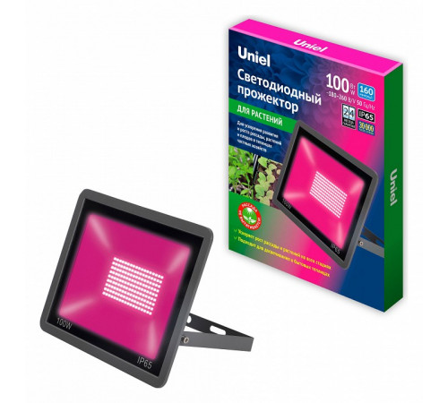 Прожектор для растений Uniel ULF-P42-100W/SPBR IP65 180-260V BLACK картон UL-00010385