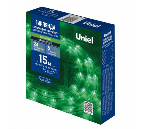 Уличная гирлянда Uniel ULD-D50 15M/С08 IP44 GREEN UL-00010909