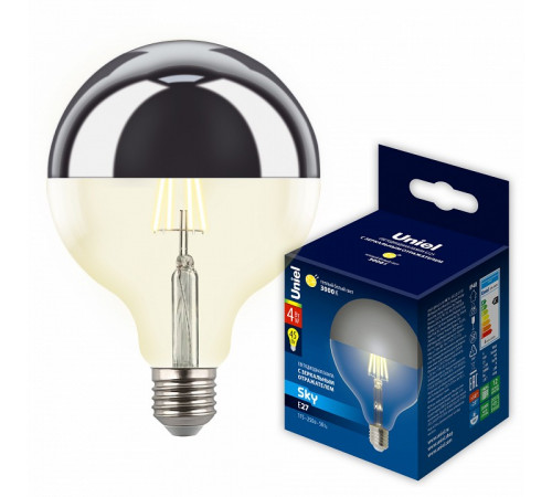 Лампа светодиодная Uniel Sky LED-G125-4W/3000K/E27/CL MIRROR/CHROME PLS02WH UL-00011793 Лампа светодиодная Uniel Sky LED-G125-4W/3000K/E27/CL MIRROR/CHROME PLS02WH UL-00011793