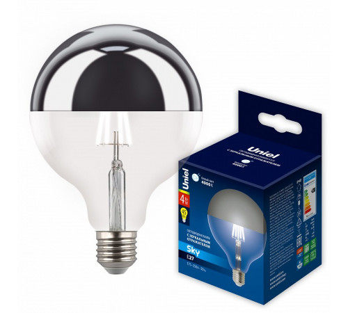 Лампа светодиодная Uniel LED-G125-4W/4000K/E27/CL MIRROR/CHROME PLS02WH UL-00011794 Лампа светодиодная Uniel LED-G125-4W/4000K/E27/CL MIRROR/CHROME PLS02WH UL-00011794