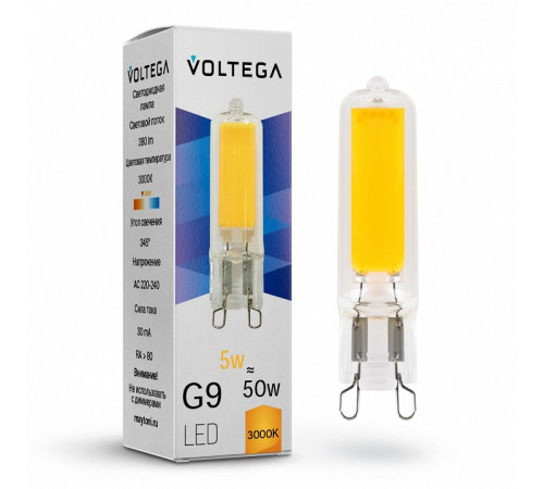 Светодиодная лампа Voltega Simple Capsule 5W 3000K G9 7181