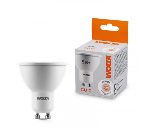 Светодиодная лампа WOLTA 5Вт 4000K GU10 матовая 25SPAR16-230-5GU10 Светодиодная лампа WOLTA 5Вт 4000K GU10 матовая 25SPAR16-230-5GU10
