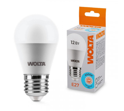 Светодиодная лампа WOLTA 12Вт 6500K Е27 груша матовая 25W45GL12E27
