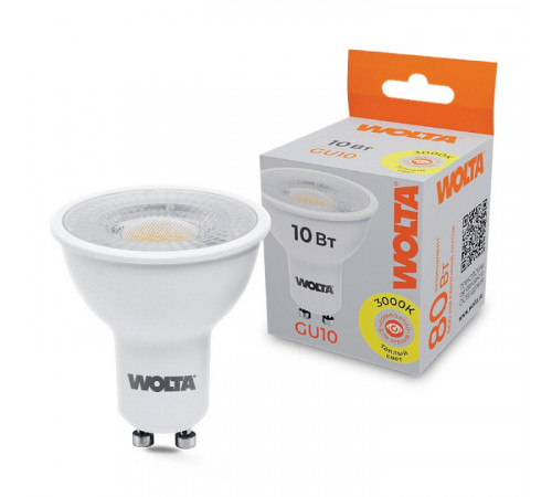 Светодиодная лампа WOLTA 10Вт 3000K GU10 матовая WSTD-PAR16-220V10W3KGU10-L