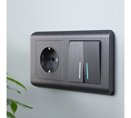 Розетка с заземлением Werkel графит рифленый W1171004 4690389158629 Розетка с заземлением Werkel графит рифленый W1171004 4690389158629