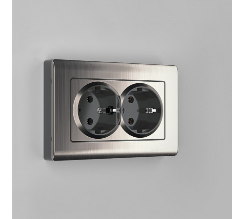 Рамка Werkel Metallic для двойной розетки глянцевый никель W0081602 4690389159077 Рамка Werkel Metallic для двойной розетки глянцевый никель W0081602 4690389159077
