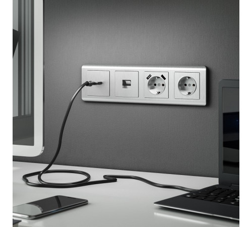 Розетка Ethernet RJ-45 Werkel cеребряный рифленый W1181009 4690389159886