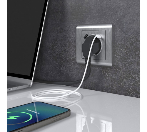 Розетка Werkel с быстрой зарядкой USB Type A+С серебряный рифленый W1171709 4690389176456 Розетка Werkel с быстрой зарядкой USB Type A+С серебряный рифленый W1171709 4690389176456