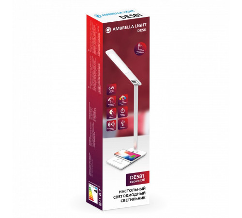 Настольная лампа с беспроводной зарядкой и USB портом Ambrella Light Desk DE581 Настольная лампа с беспроводной зарядкой и USB портом Ambrella Light Desk DE581