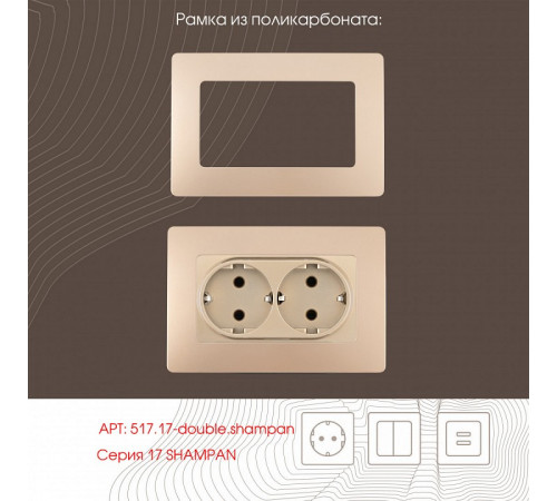 Розетка двойная с заземлением Arte Milano 217.40-2.shampan Розетка двойная с заземлением Arte Milano 217.40-2.shampan