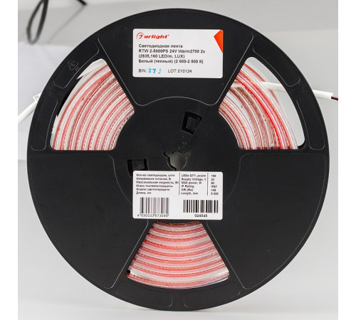 Светодиодная влагозащищенная лента Arlight 12W/m 160LED/m 2835SMD теплый белый 5M 024545(2)