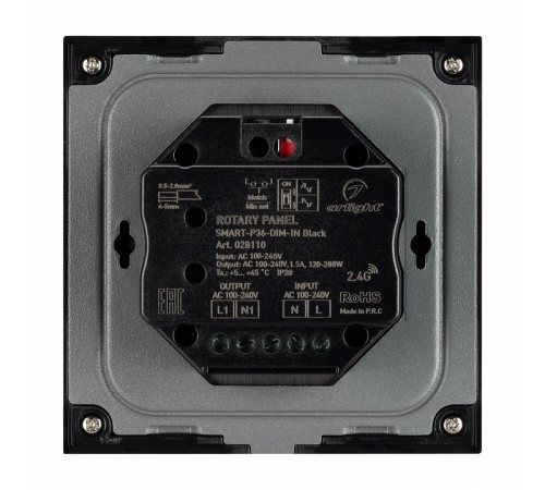 Панель Arlight Smart-P36-Dim-IN Black (230V, 1.2A, Triac, Sens, 2.4G) 028110 Панель Arlight Smart-P36-Dim-IN Black (230V, 1.2A, Triac, Sens, 2.4G) 028110