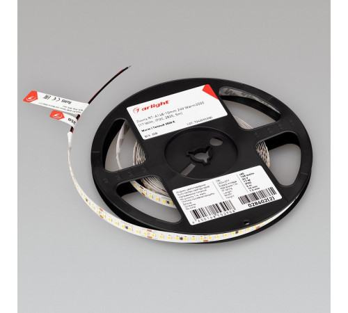 Светодиодная лента Arlight RT-A168-10mm 24V Warm3500 (17 W/m, IP20, 2835, 5m) 028602(2)