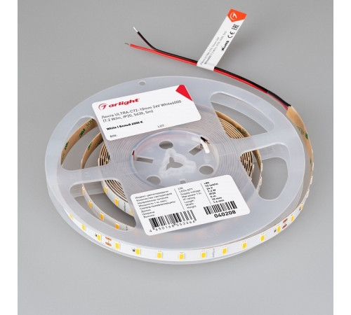 Светодиодная лента Arlight ULTRA-C72-10mm 24V White6000 (7.2 W/m, IP20, 5630, 5m) 040208
