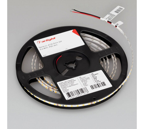 Светодиодная лента Arlight UL-A120-5mm 24V Warm3000 (9.6 W/m, IP20, 5m) 044061 Светодиодная лента Arlight UL-A120-5mm 24V Warm3000 (9.6 W/m, IP20, 5m) 044061