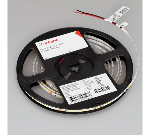 Светодиодная лента Arlight UL-A120-5mm 24V Warm3500 (9.6 W/m, IP20, 5m) 050586 Светодиодная лента Arlight UL-A120-5mm 24V Warm3500 (9.6 W/m, IP20, 5m) 050586