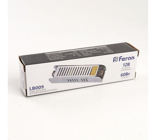 Трансформатор для светодиодной ленты Feron LB009 60Вт 12В IP20 48008