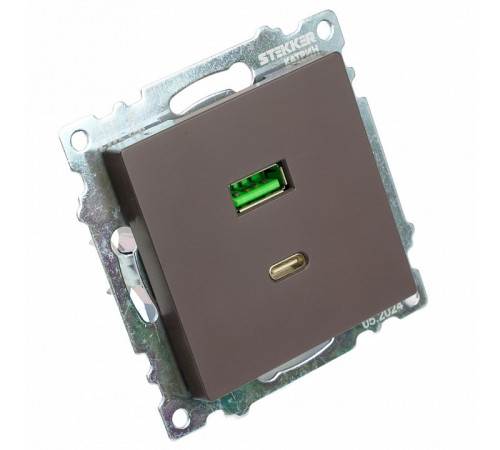 Розетка 2-местная USB + type C Stekker Катрин GLS10-7116-04 50057 Розетка 2-местная USB + type C Stekker Катрин GLS10-7116-04 50057