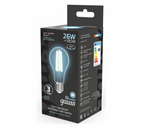 Лампа светодиодная Gauss Filament E27 26W 4100K 102902226 Лампа светодиодная Gauss Filament E27 26W 4100K 102902226