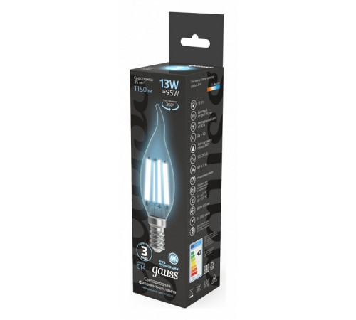 Лампа светодиодная Gauss Filament E14 13W 4100K 104801213 Лампа светодиодная Gauss Filament E14 13W 4100K 104801213
