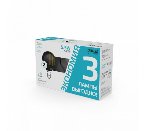 Лампа светодиодная Gauss Basic Filament E14 5,5W 4100K 1051126T Лампа светодиодная Gauss Basic Filament E14 5,5W 4100K 1051126T