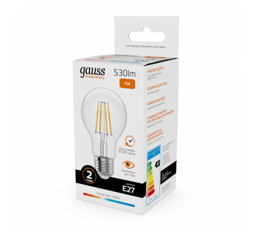 Лампа светодиодная Gauss Filament Elementary E27 7W 2700K 22217