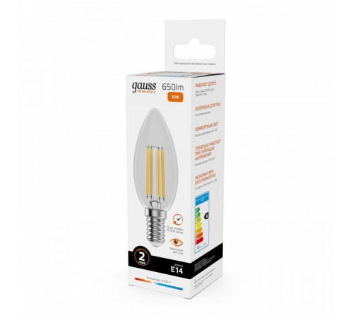 Лампа светодиодная Gauss Filament Elementary E14 10W 2700K 32110 Лампа светодиодная Gauss Filament Elementary E14 10W 2700K 32110