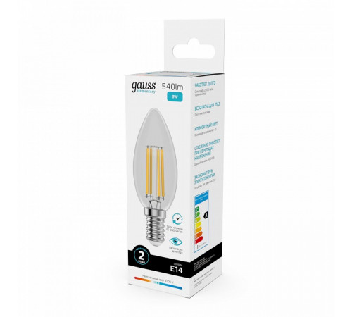 Лампа светодиодная Gauss Filament Elementary E14 8W 4100K 32128