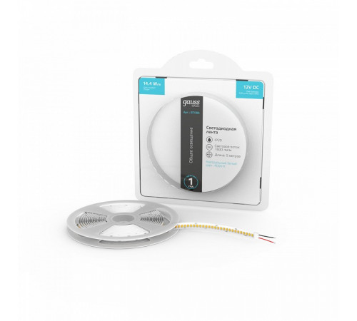 Светодиодная лента Gauss 12В 2835 14,4Вт/м 4000K 5м IP20 BT086